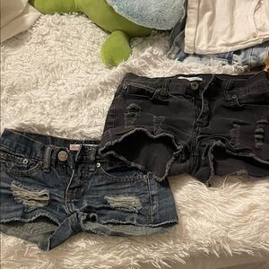 Vintage Havana Kids Distressed Denim Shorts - Black and Blue